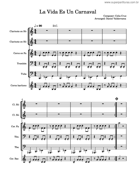 Partitura da música La Vida Es Un Carnaval v.17