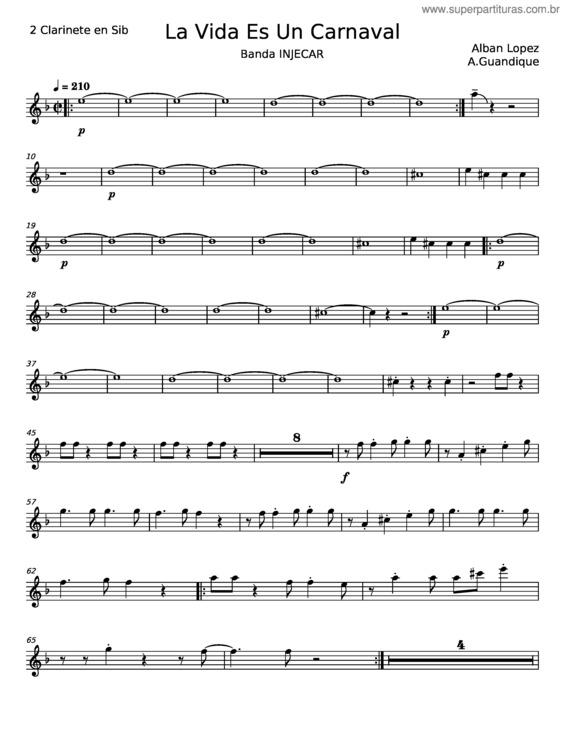 Partitura da música La Vida Es Un Carnaval v.25