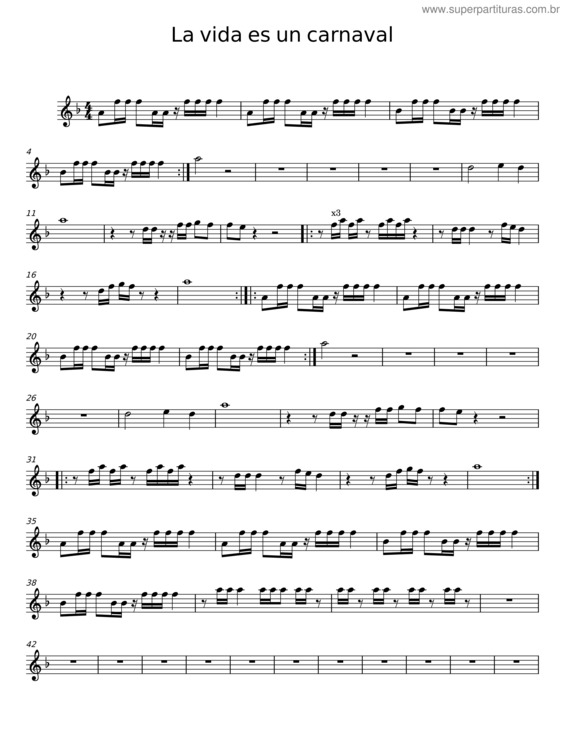 Partitura da música La Vida Es Un Carnaval v.31