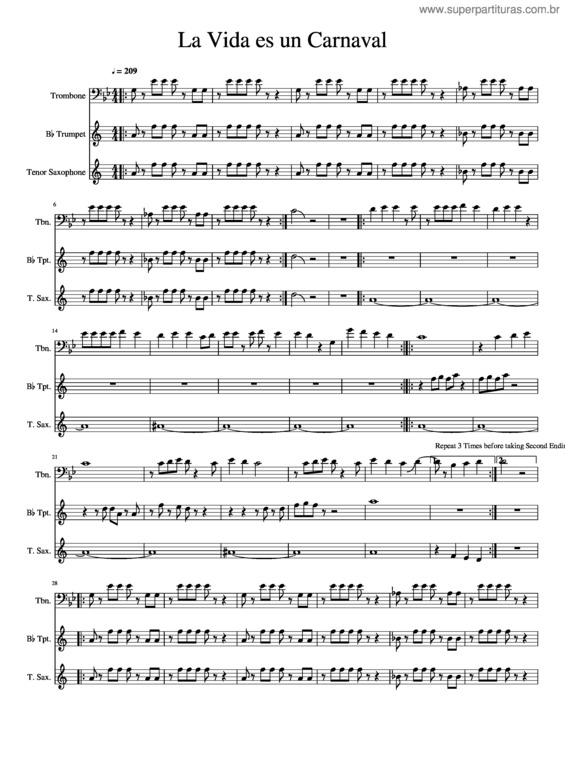 Partitura da música La Vida Es Un Carnaval v.4