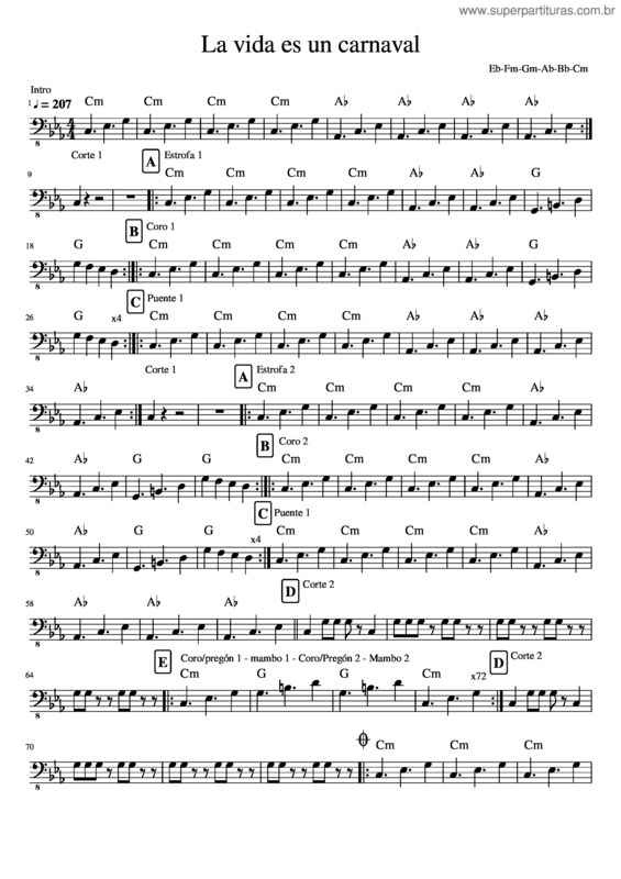 Partitura da música La Vida Es Un Carnaval v.6