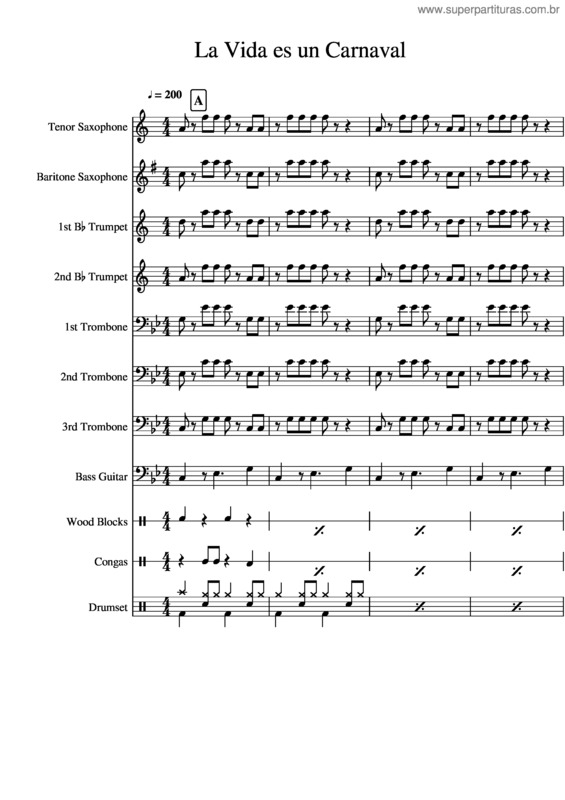 Partitura da música La Vida Es Un Carnaval v.8