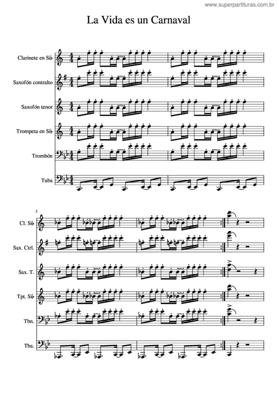 Partitura da música La Vida Es Un Carnaval v.9