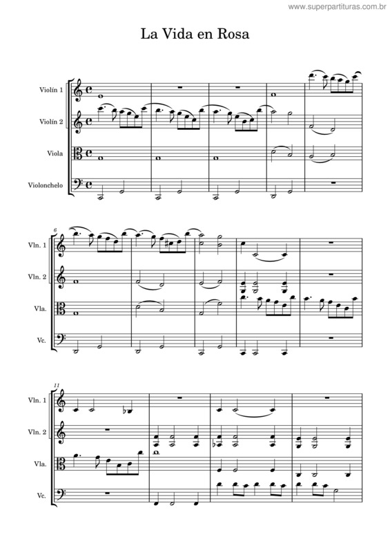 Partitura da música La Vie En Rose La Vida En Rosa