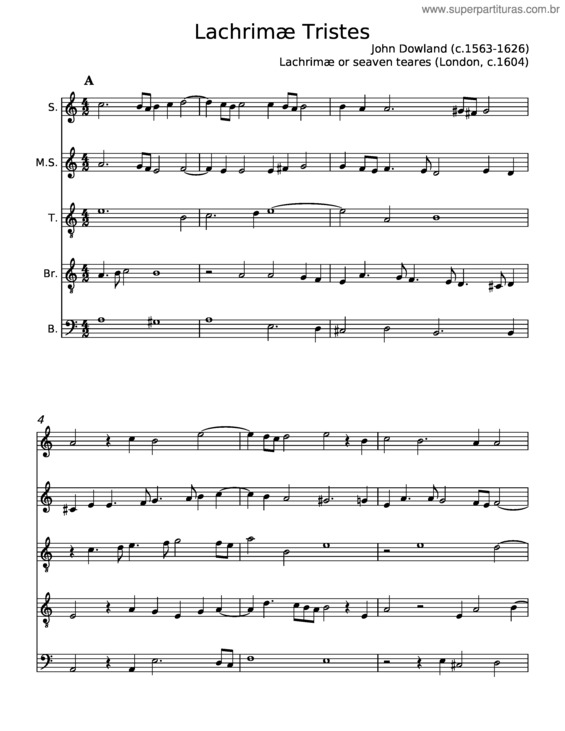 Partitura da música Lachrimae Tristes