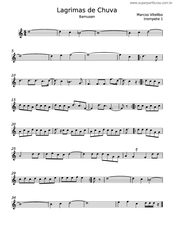 Partitura da música Lagrimas De Chuva