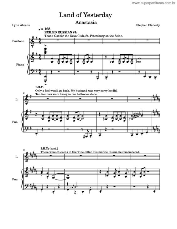 Partitura da música Land Of Yesterday