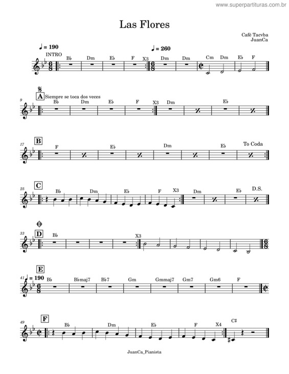 Partitura da música Las Flores