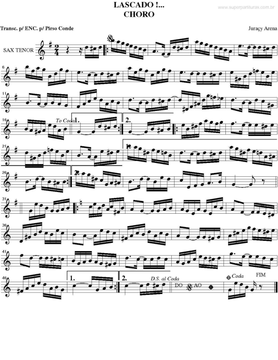 Partitura da música Lascado