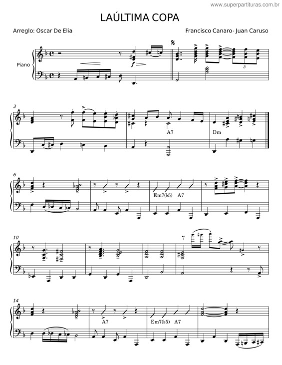 Partitura da música Laúltima Copa