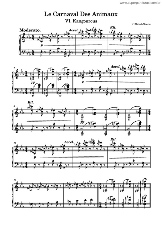 Partitura da música Le Carnaval Des Animaux, Vi. Kangourous