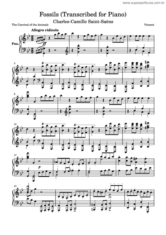 Partitura da música Le Carnaval Des Animaux v.20