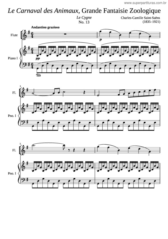 Partitura da música Le Carnaval Des Animaux v.3