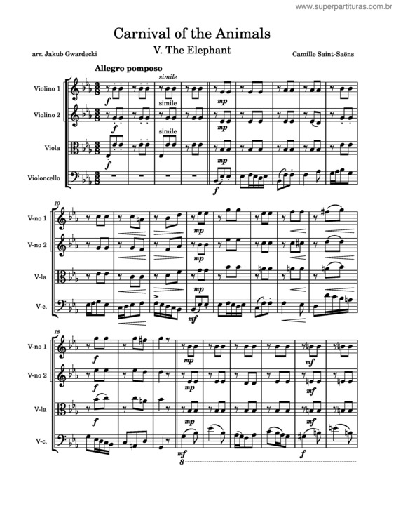 Partitura da música Le Carnaval Des Animaux v.8