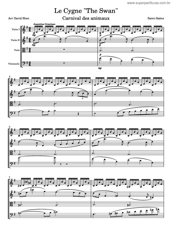 Partitura da música Le Cygne The Swan