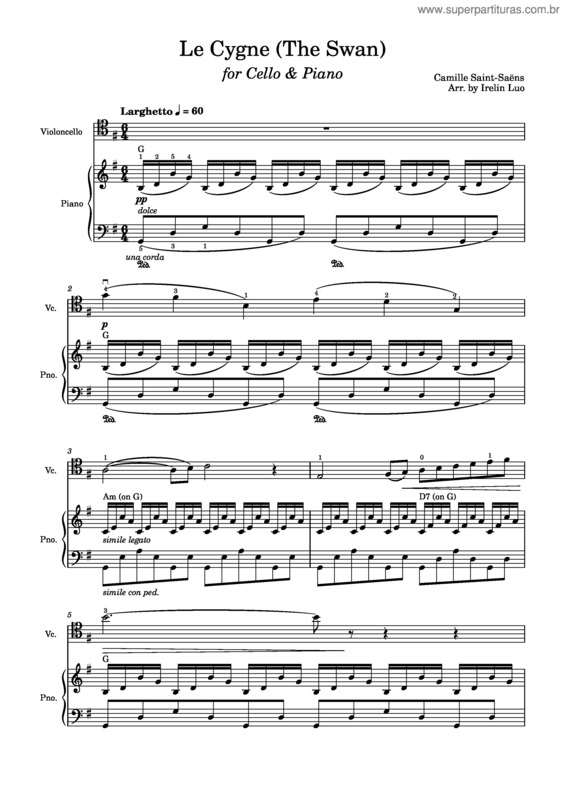 Partitura da música Le Cygne v.3