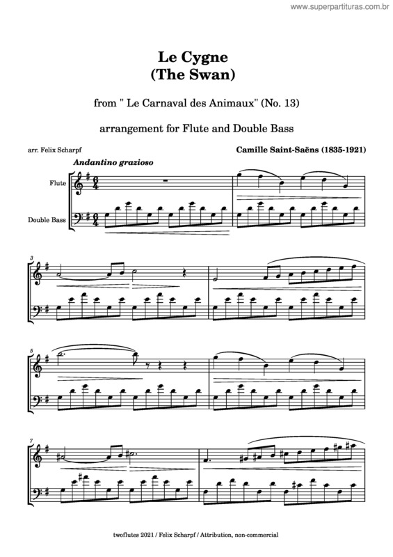 Partitura da música Le Cygne v.4