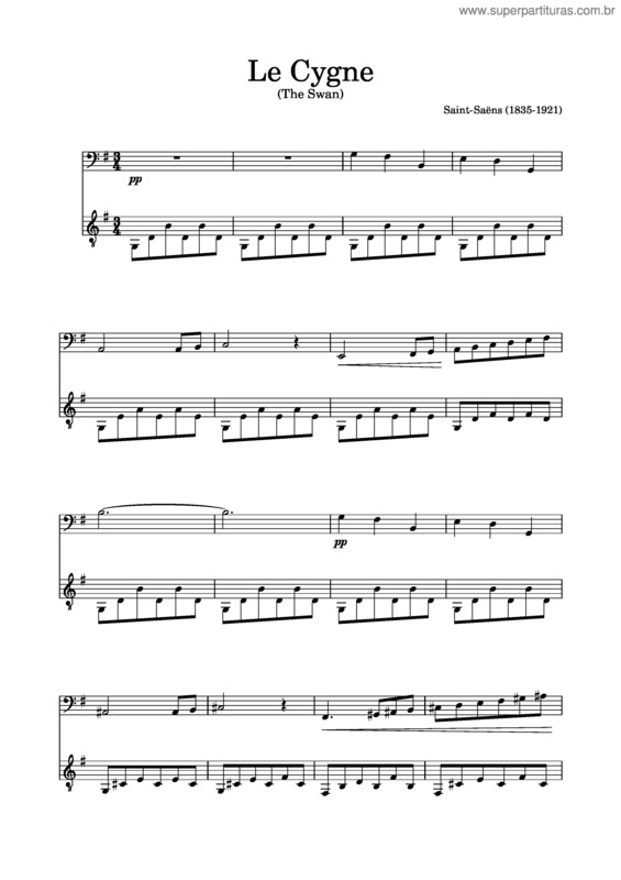 Partitura da música Le Cygne v.5