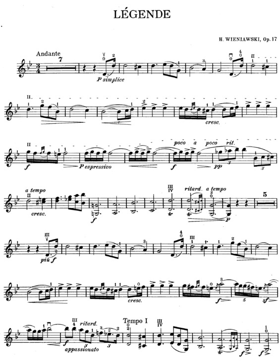 Partitura da música Legende