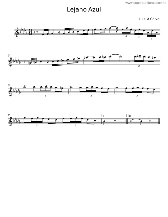 Partitura da música Lejano Azul – Luis. A Calvo