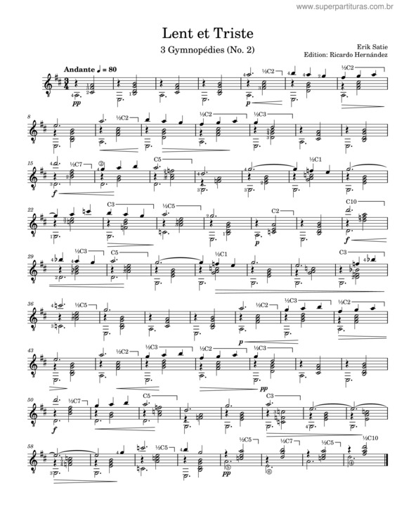 Partitura da música Lent Et Triste