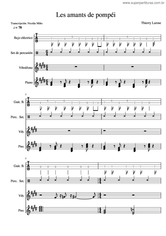 Partitura da música Les Amants De Pompéi – Thierry Larose Les Amants De Pompéi