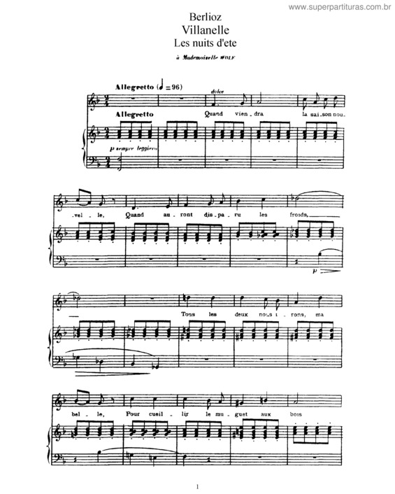 Partitura da música Les nuits d’été