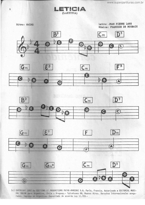 Partitura da música Leticia