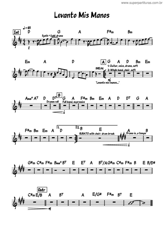 Partitura da música Levanto Mis Manos v.3