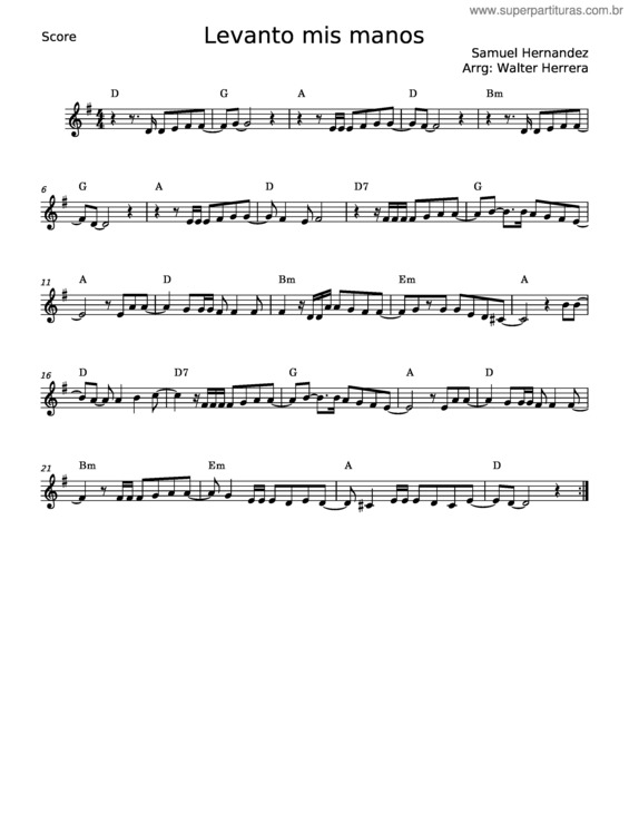 Partitura da música Levanto Mis Manos v.4