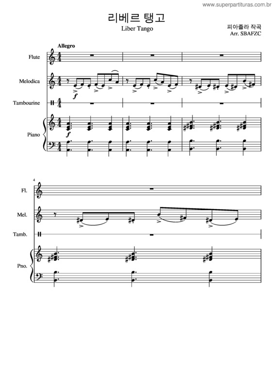 Partitura da música Liber Tango