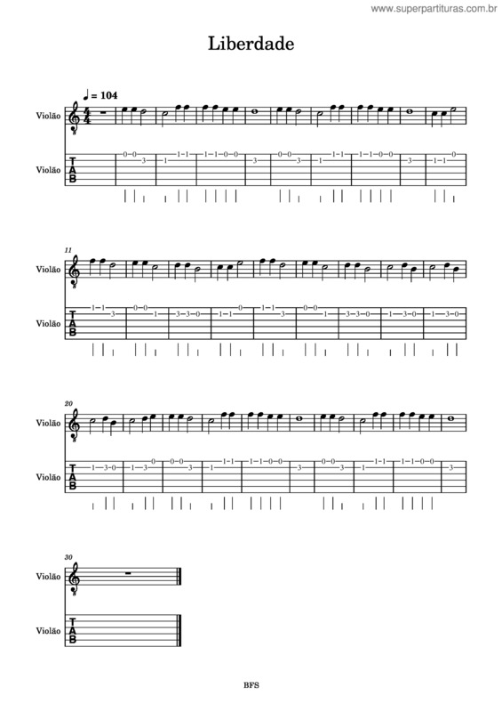 Partitura da música Liberdade v.5