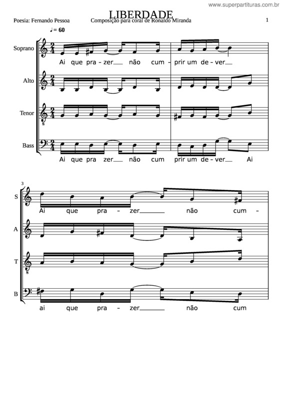 Partitura da música Liberdade v.6