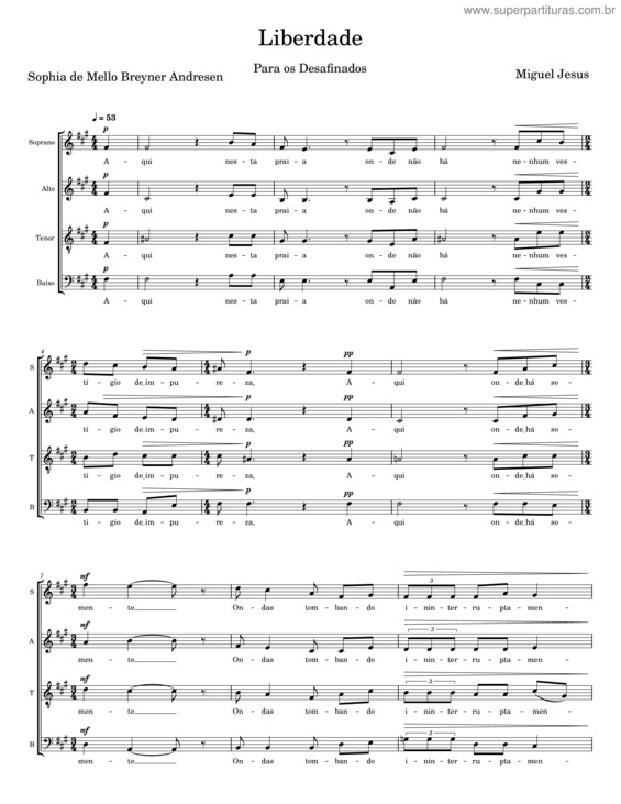 Partitura da música Liberdade v.7