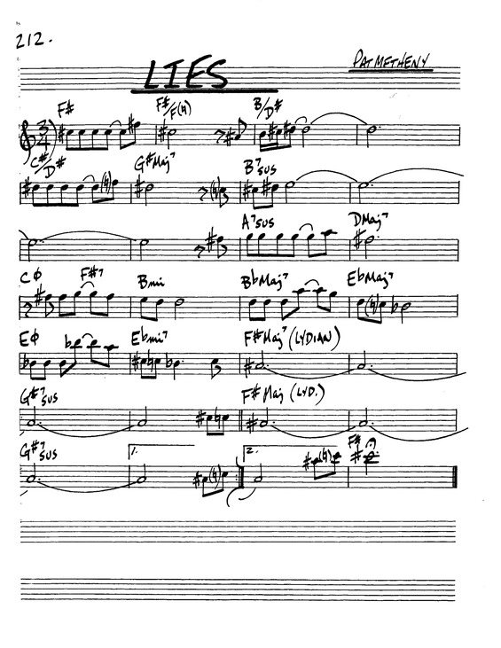 Partitura da música Lies v.2