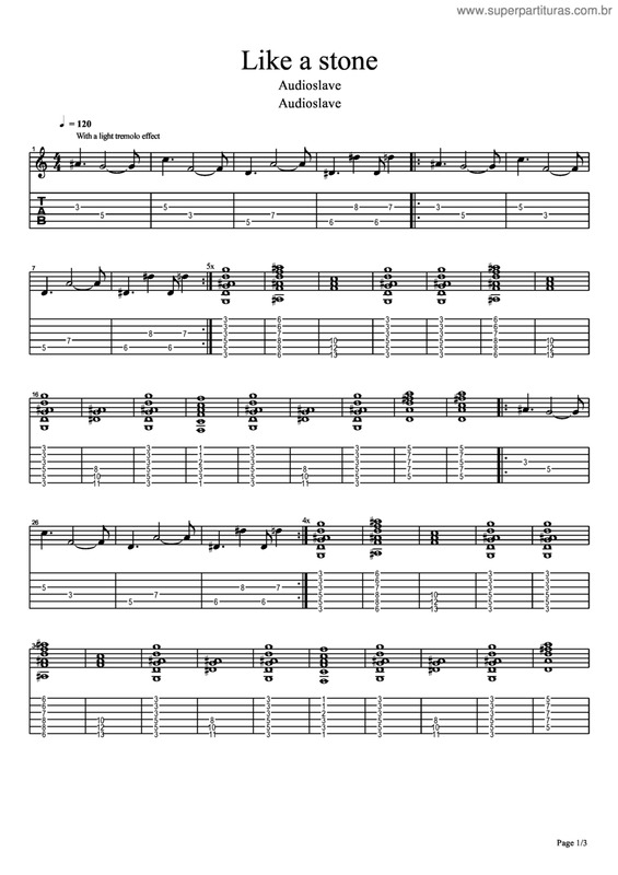 Partitura da música Like A Stone V.2