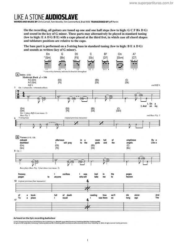 Partitura da música Like A Stone V.3