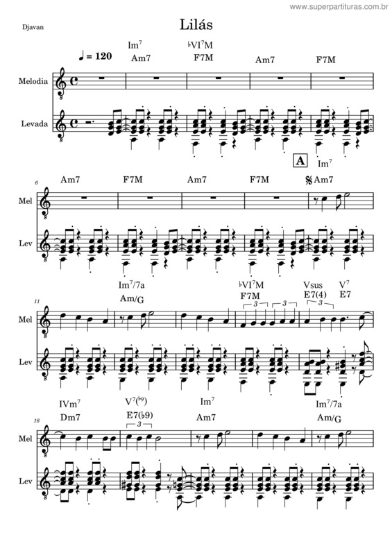 Partitura da música Lilás – Djavan v.3