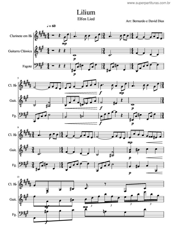 Partitura da música Lilium v.2