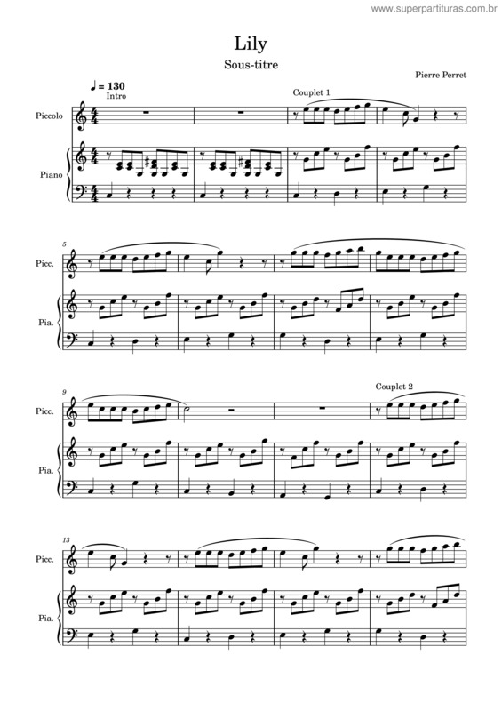 Partitura da música Lily