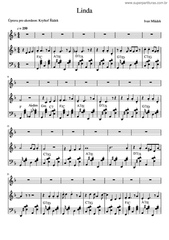 Partitura da música Linda v.7