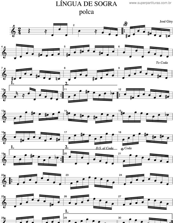 Partitura da música Língua De Sogra