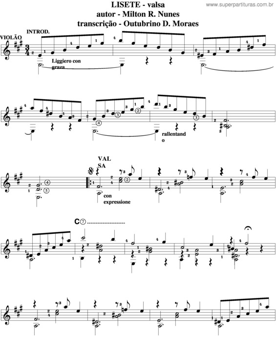 Partitura da música Lisete