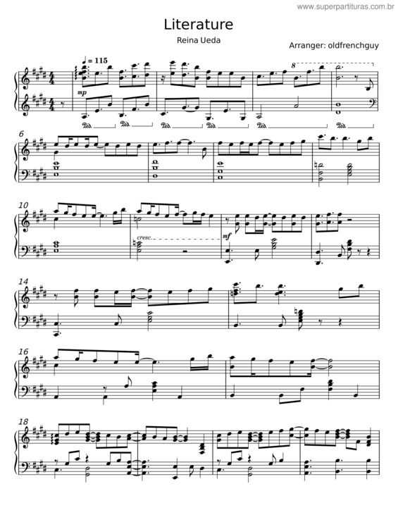 Partitura da música Literature v.2