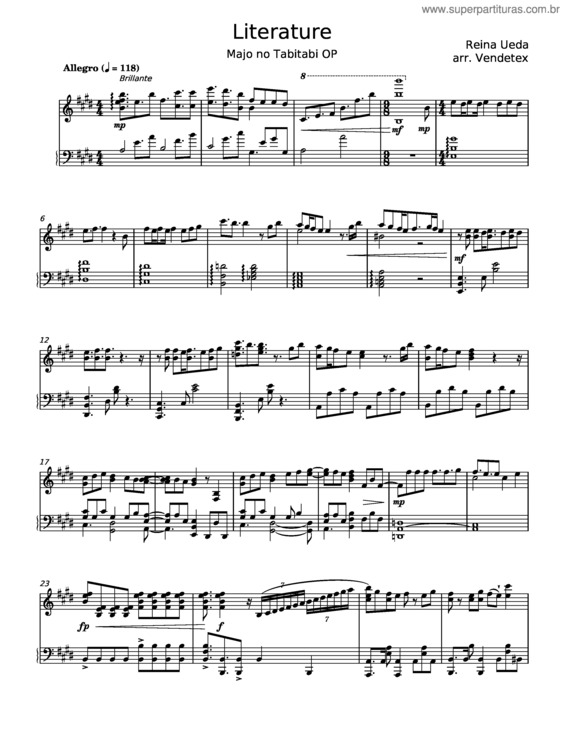 Partitura da música Literature v.3