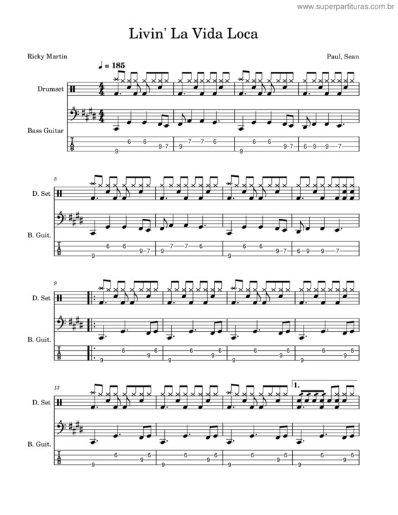 Partitura da música Livin` La Vida Loca v.10