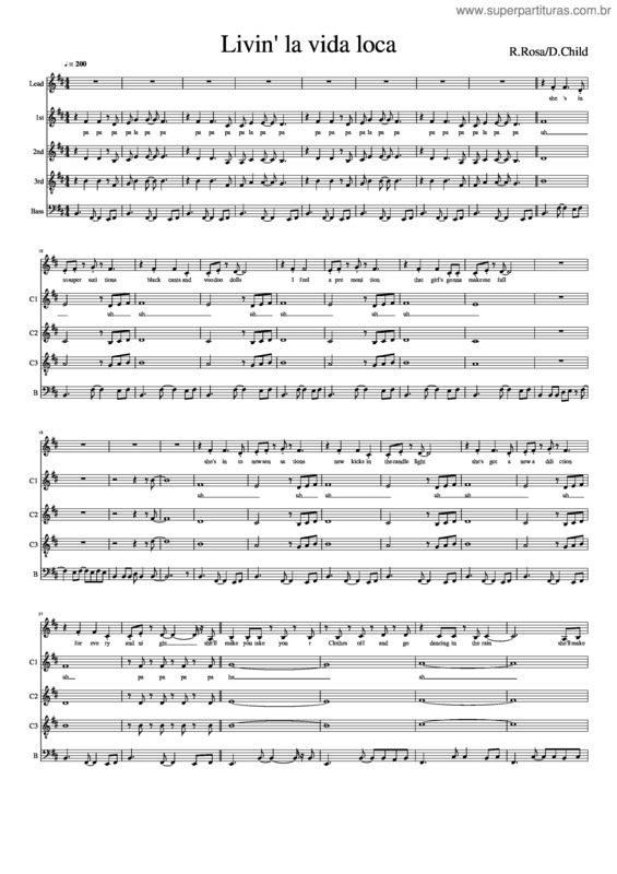 Partitura da música Livin` La Vida Loca v.4