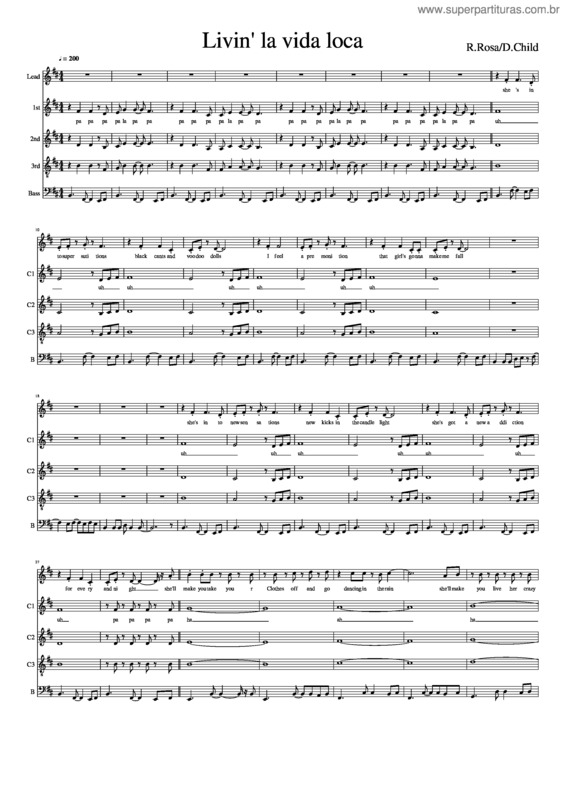 Partitura da música Livin` La Vida Loca v.6