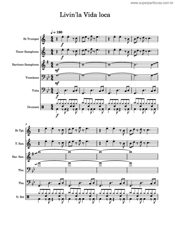 Partitura da música Livin La Vida Loca v.2