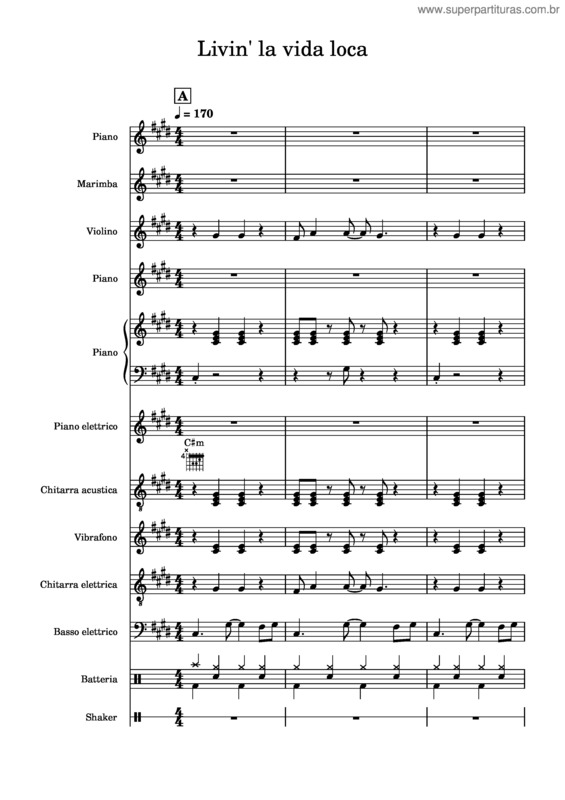 Partitura da música Livin La Vida Loca v.3